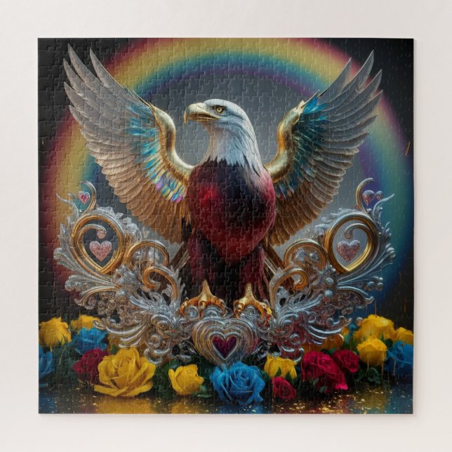 Golden Bald Eagle 3D Digital Masterpiece von AJZ Puzzle (Vertikal)