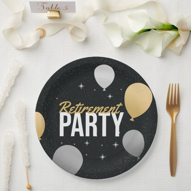 Golden Balloon Send‑Off Plate Pappteller (Hochzeit)