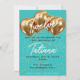 Golden Balloon Teen Birthday Einladung