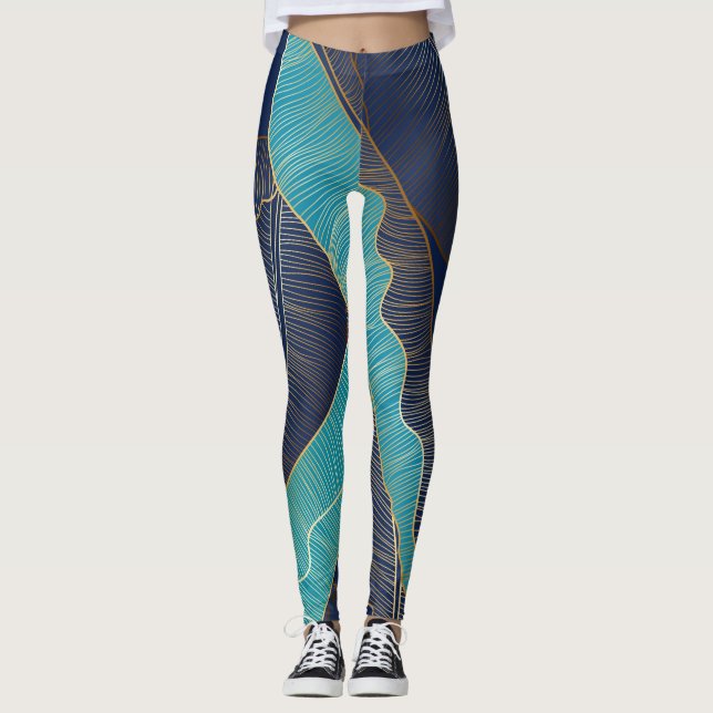 Golden Banana Leaf: Luxuriöses Muster. Leggings (Vorderseite)