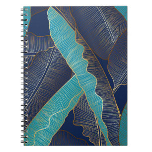 Golden Banana Leaf: Luxuriöses Muster. Notizblock