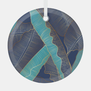 Golden Banana Leaf: Luxuriöses Muster. Ornament Aus Glas