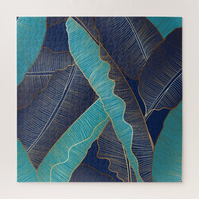Golden Banana Leaf: Luxuriöses Muster. Puzzle (Vertikal)