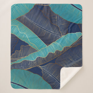 Golden Banana Leaf: Luxuriöses Muster. Sherpadecke