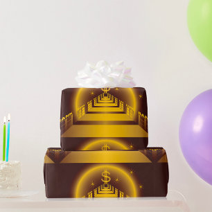 Golden Bank Korridor Leuchtender Dollar Finanz Geschenkpapier