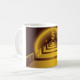Golden Bank Korridor Leuchtender Dollar Finanz Kaffeetasse