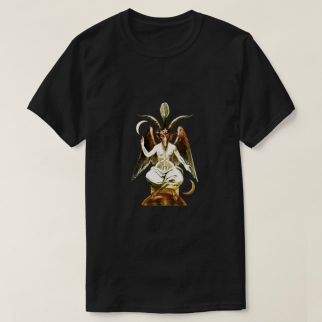 Golden Baphomet Ziege Satanic T-Shirt (Design vorne)