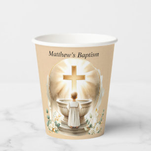 Golden Baptismal Baby Boy Christening Taufe Pappbecher