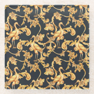 Golden barocke Krane: Rokoko-Ornament. Glasuntersetzer
