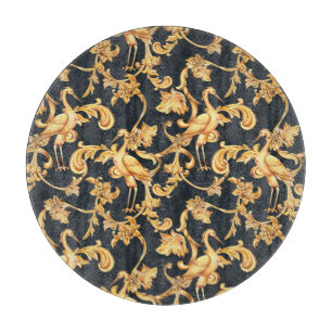 Golden barocke Krane: Rokoko-Ornament. Schneidebrett