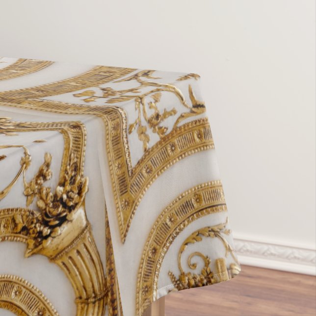 Golden Baroque Cornucopia auf Beige Erntedank Tischdecke (Beispiel)