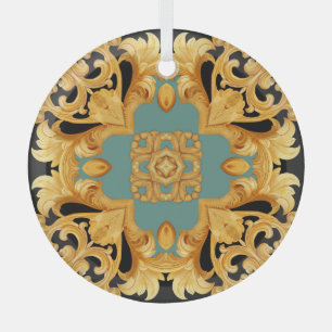 Golden Baroque Ornament 3D Elemente Aus Glas