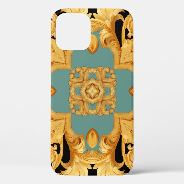 Golden Baroque Ornament 3D Elemente Case-Mate iPhone Hülle (Rückseite)