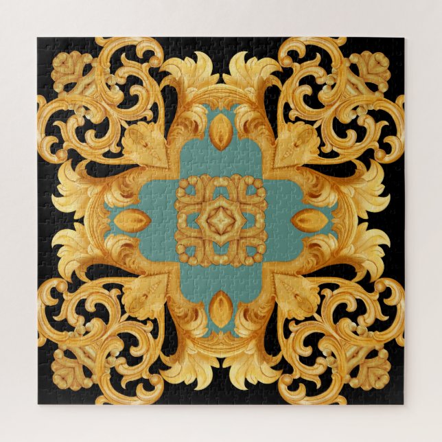 Golden Baroque Ornament 3D Elemente Puzzle (Vertikal)