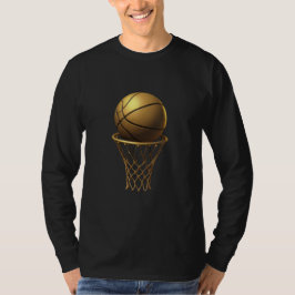 Golden Basketball & Hoop Design T-Shirt