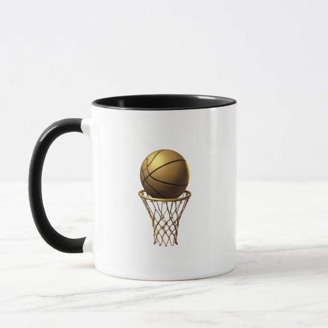 Golden Basketball & Hoop Design Tasse (Links)