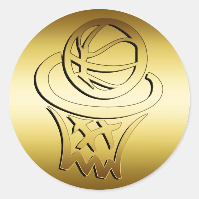 GOLDEN BASKETBALL HOOP RUNDER AUFKLEBER (Vorderseite)