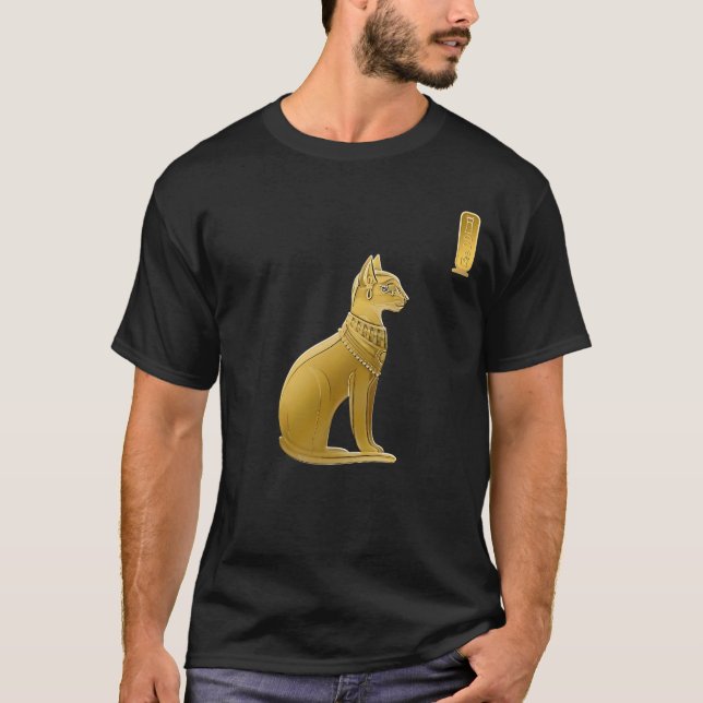 Golden Bastet - Ägyptische Katze-Göttin T-Shirt (Vorderseite)