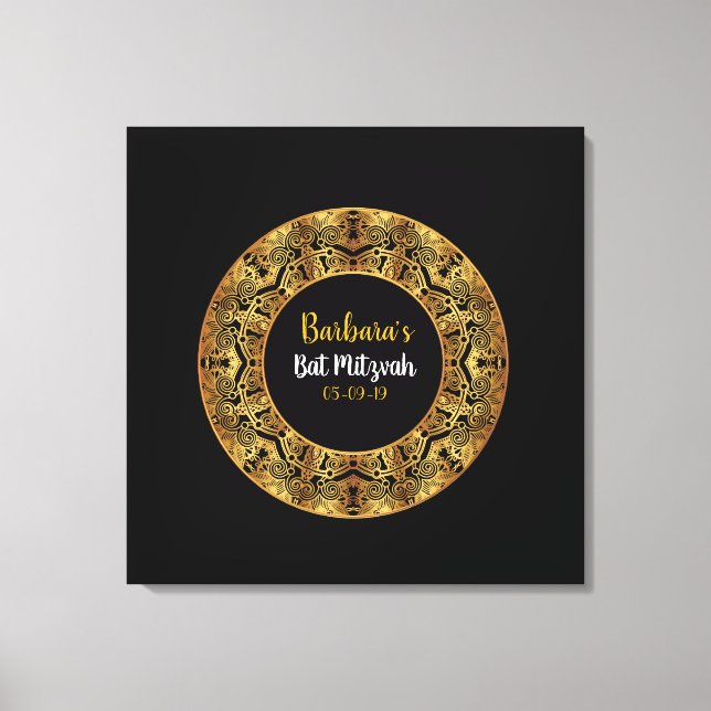 GOLDEN Bat Mitzvah Sign-In Board Leinwanddruck (Vorderseite)