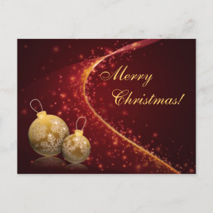 Golden Baubles Christmas Feiertagspostkarte