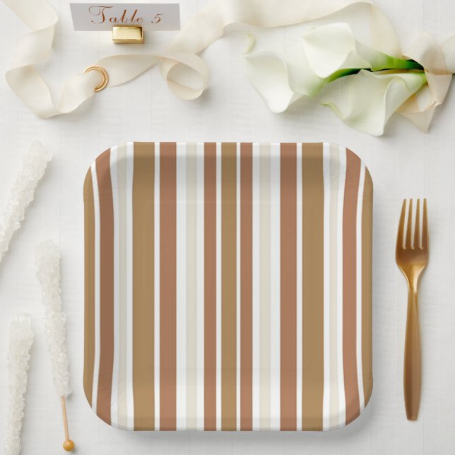 Golden Beach Sand Streifen Pappteller (Hochzeit)