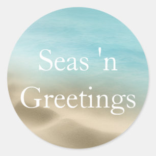 Golden Beach Tropical Frohe Weihnachtsaufkleber Runder Aufkleber