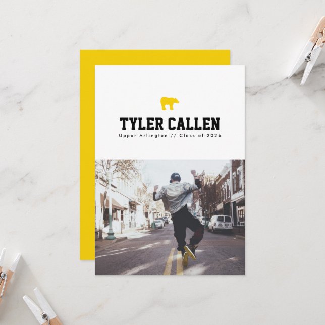 Golden Bear Varsity Text-only Rückseite Einladung (Vorderseite/Rückseite Beispiel)