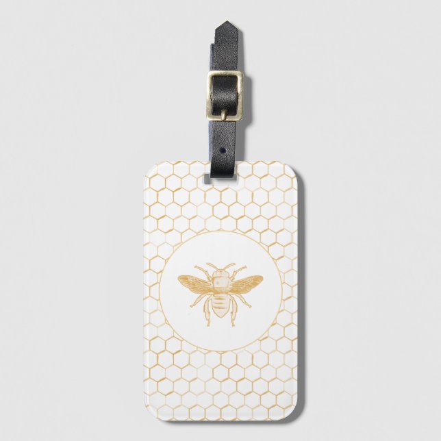 Golden Bee and Honeycomb Gepäckanhänger (Vorderseite Vertikal)