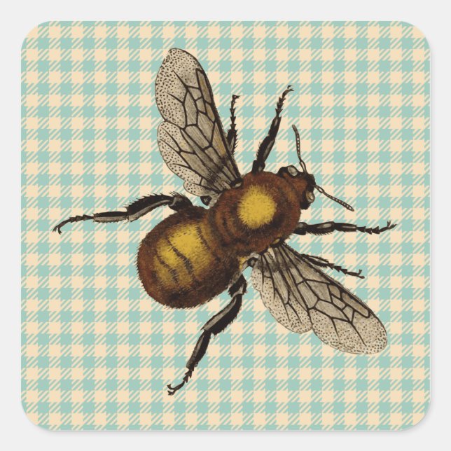 Golden Bee Art Quadratischer Aufkleber (Vorderseite)