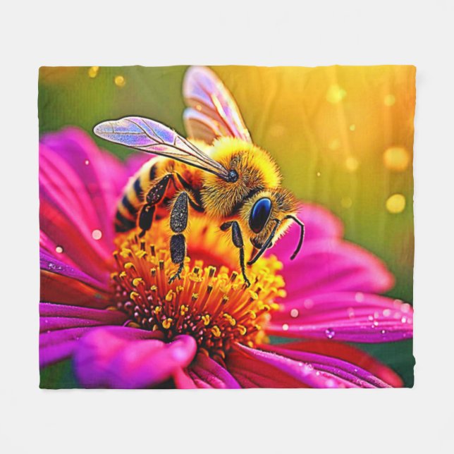 Golden Bee Blume Magic Light Design Fleecedecke (Vorderseite (Horizontal))