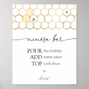 Golden Bee Dusche Mimosa Bar Sign Poster