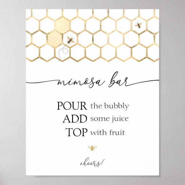 Golden Bee Dusche Mimosa Bar Sign Poster (Vorne)