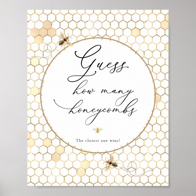Golden Bee Guess Wie viele Honeycombs signieren Poster (Vorne)