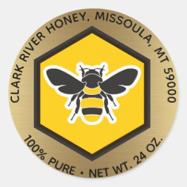 Golden Bee Honey Jar Round Sticker