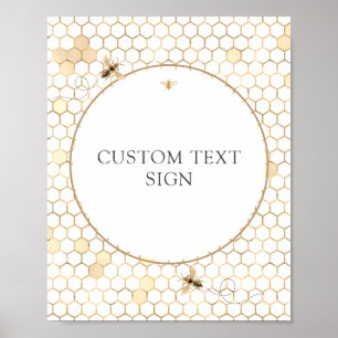 Golden Bee Shower individuelles Textschild Poster