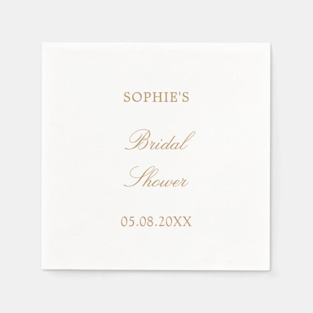 Golden Beige Script Brautparty Napkins Serviette (Vorderseite)