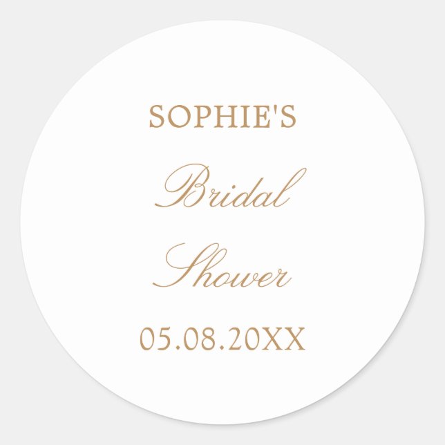 Golden Beige Script-Brautparty Runder Aufkleber (Vorderseite)
