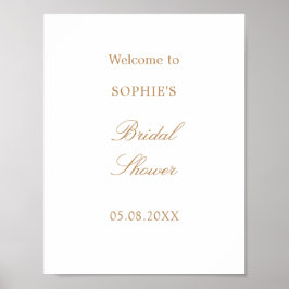 Golden Beige Script Brautparty Willkommenspender Poster