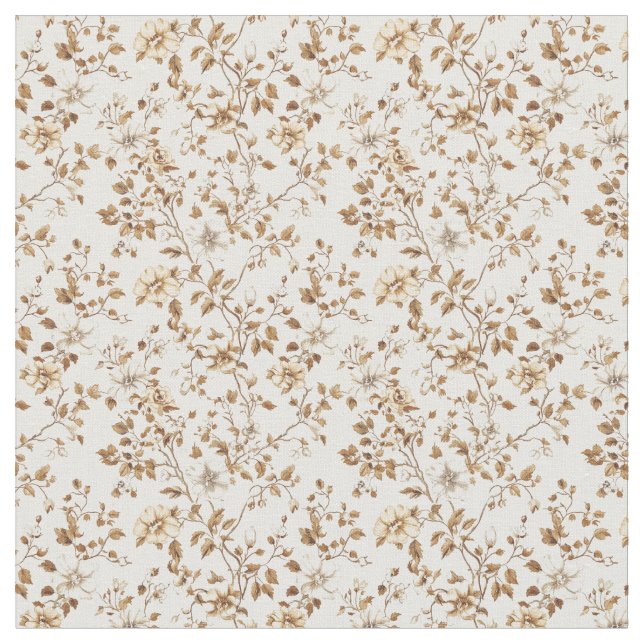 Golden Beige Toile mit Rose und Blüten Stoff (Nahaufnahme)