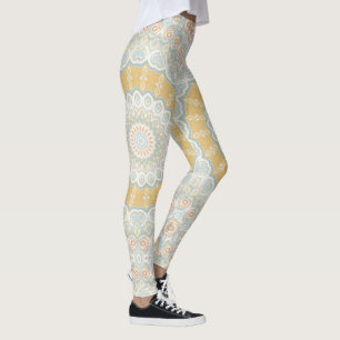 Golden Beige und Blue Mandala Design Leggings