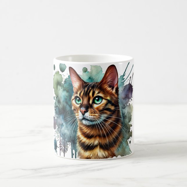 Golden Bengalisch Cat Wasserfarbe Kaffeetasse (Mittel)