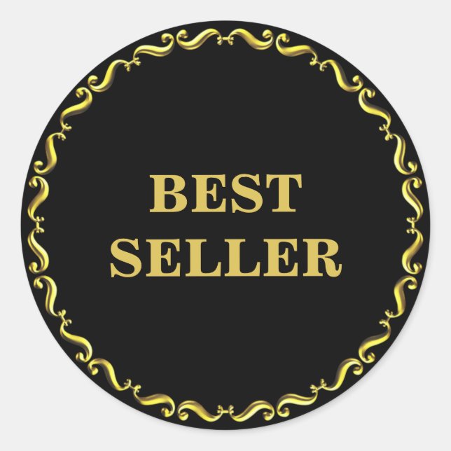 Golden Best Seller & Eleganter Goldener Rahmen Runder Aufkleber (Vorderseite)
