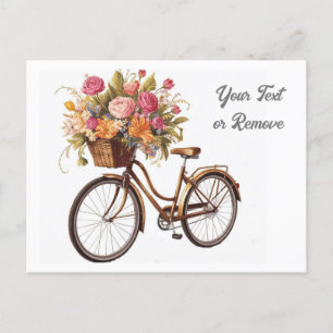 Golden Bicycle mit Blume Basket Vintag Postkarte