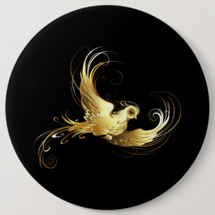 Golden Bird im schwarzen Hintergrund Button