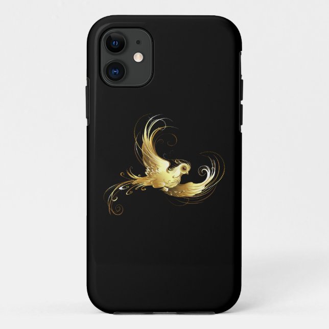 Golden Bird im schwarzen Hintergrund Case-Mate iPhone Hülle (Rückseite)