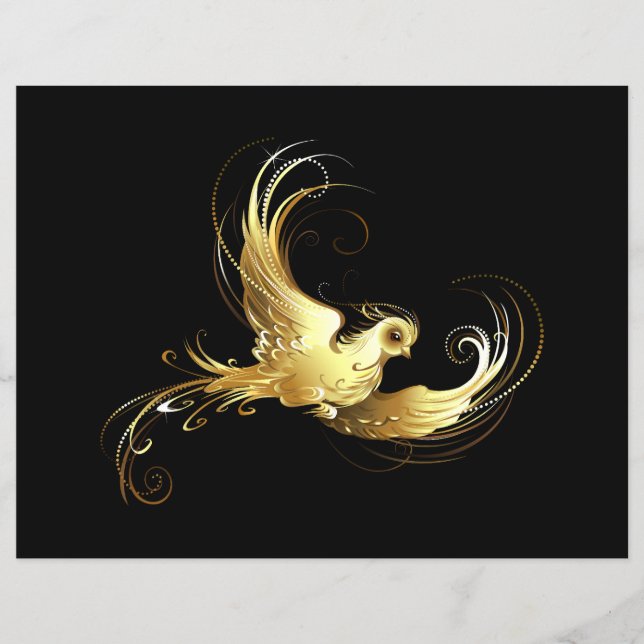 Golden Bird im schwarzen Hintergrund Flyer (Vorne)