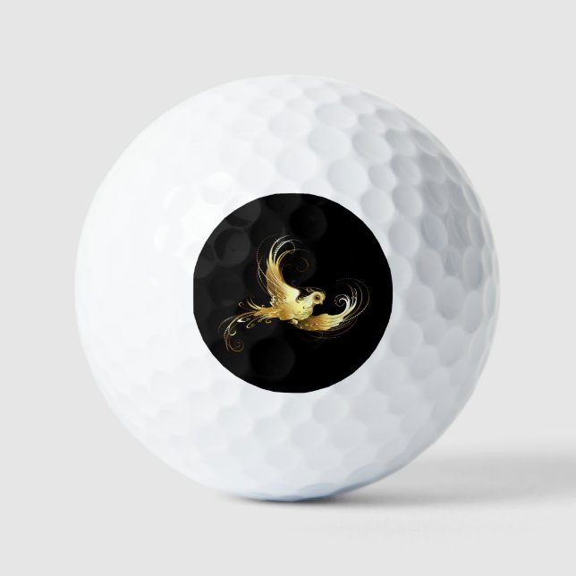 Golden Bird im schwarzen Hintergrund Golfball (Vorderseite)