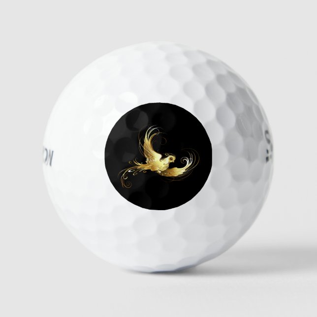 Golden Bird im schwarzen Hintergrund Golfball (Vorderseite)