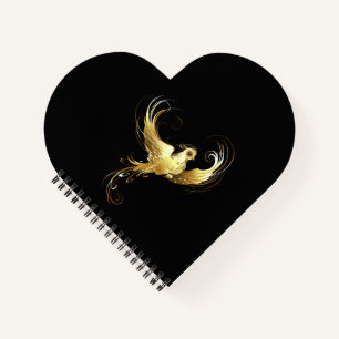 Golden Bird im schwarzen Hintergrund Notizbuch