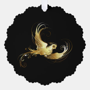 Golden Bird im schwarzen Hintergrund Ornament Karte